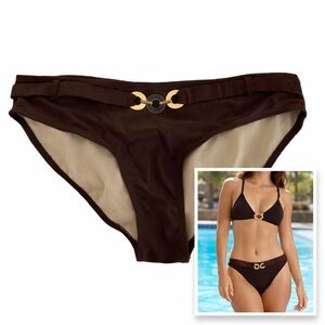 FADED GLORY Swimsuit Bottom Brown Faux Decorative Belt Women’s Size Medium